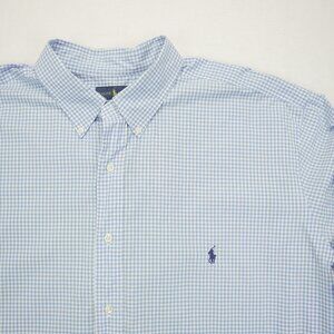 Polo Ralph Lauren Mens 3XLT Shirt 100% Cotton Stretch Button Down Blue